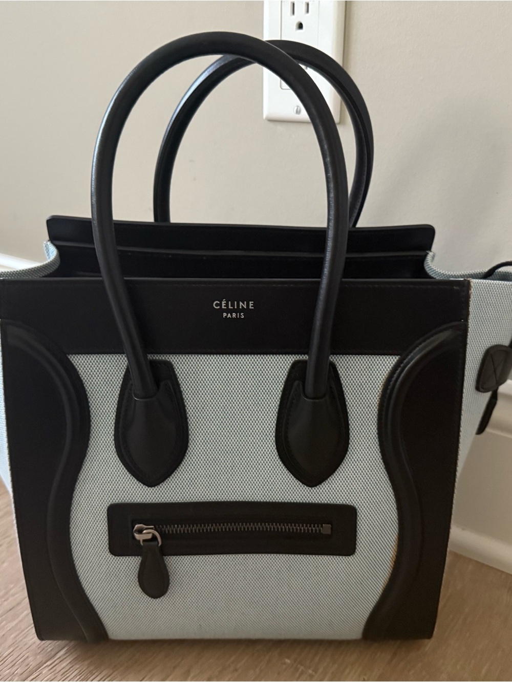 Celine Black and White Micro Luggage Tote